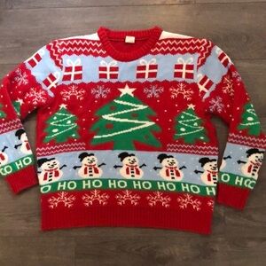 Vintage Ugly christmas sweater snowman Christmas trees